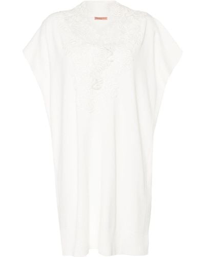 Ermanno Scervino Lace-detail V-neck Dress - White