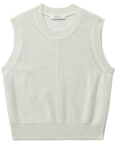 Lemaire Cropped Knitted Vest - White