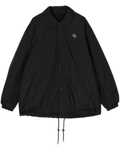 Calvin Klein Straight-collar Reversible Shirt Jacket - Black