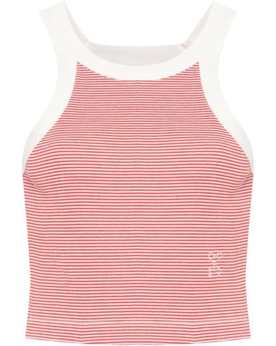 Closed Logo-embroidered Striped Tank Top - Pink