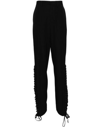 Jean Paul Gaultier Lace-up Wool Trousers - Black