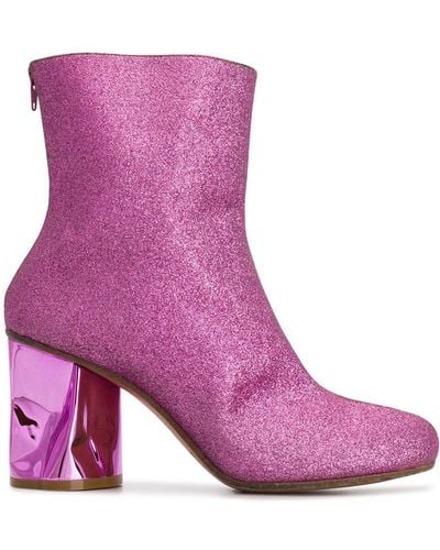 Maison Margiela Crushed heel glitter ankle boots - Violet