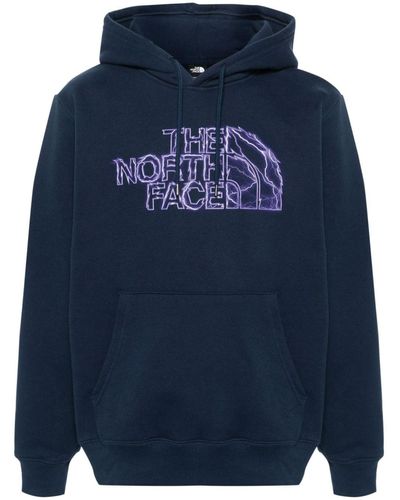 The North Face Logo-print Jersey Hoodie - Blue