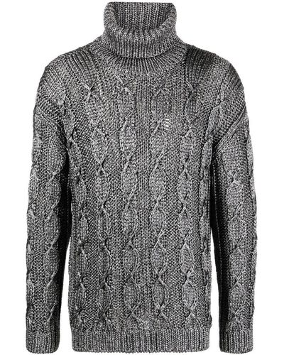 Saint Laurent Cable-knit Roll-neck Sweater - Grey