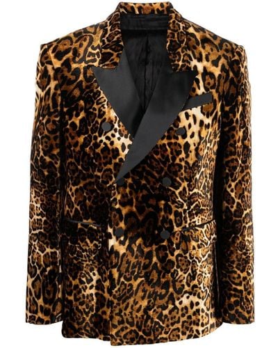 Roberto Cavalli Blazer con estampado de leopardo - Negro