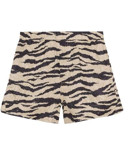 Ganni Zebra-print Crinked Shorts - Multicolour