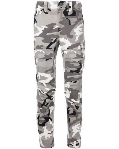 Balenciaga Camouflage Print Cargo Trousers - Grey