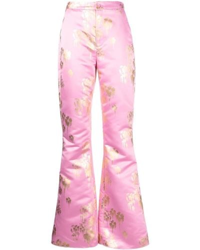 Cynthia Rowley Floral-print Satin Pants - Pink