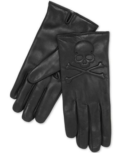 Philipp Plein Skull&bones Leather Gloves - Gray