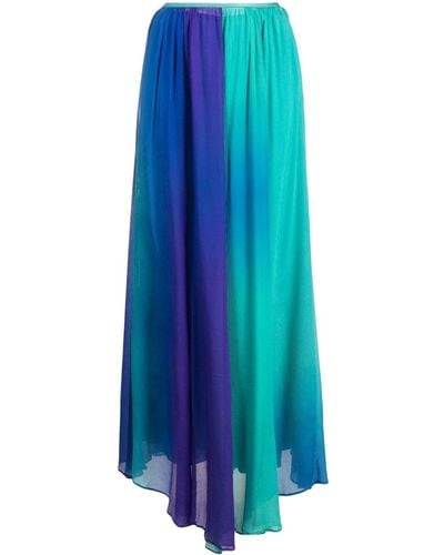 Forte Forte Colour-block Pleated Silk Maxi Skirt - Blue