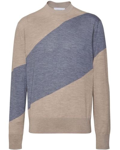 Ferragamo Two-tone Virgin Wool Sweater - Gray