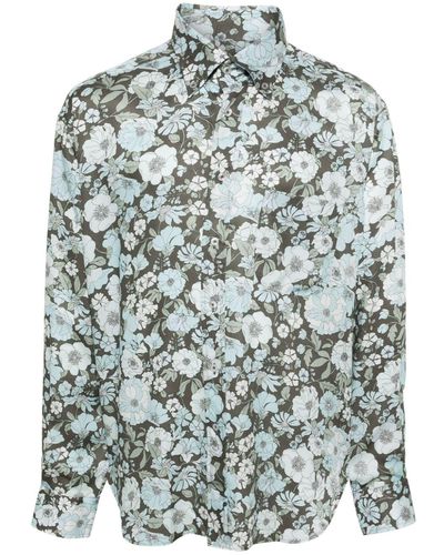 Tom Ford Overhemd Met Bloemenprint - Grijs