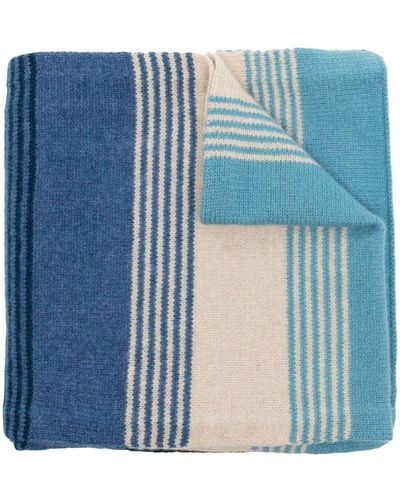 Pringle of Scotland Striped Lambswool Scarf - Blue