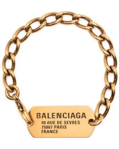 Balenciaga Kettenarmband mit Logo-Schild - Mettallic