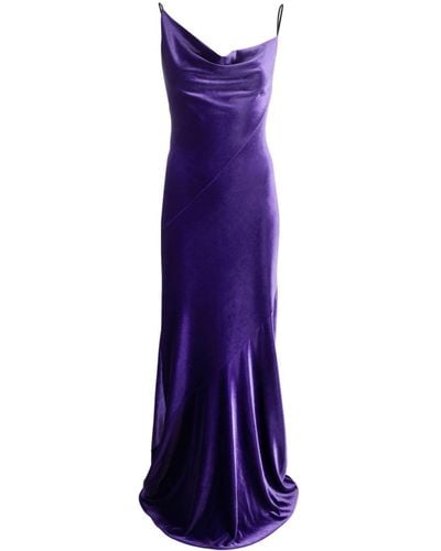 Philosophy Di Lorenzo Serafini Stretch Velvet Maxi Dress - Purple