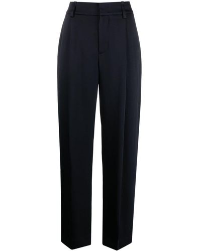 Vince Box-pleat High-waisted Trousers - Blue