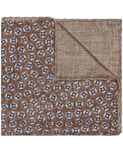 Brunello Cucinelli Geometric-pattern Silk Pocket Scarf - Brown