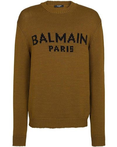 Balmain Pullover mit Intarsien-Logo - Grün