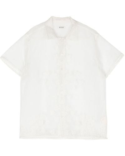 Bode Ivy Embroidered Sheer Shirt - White