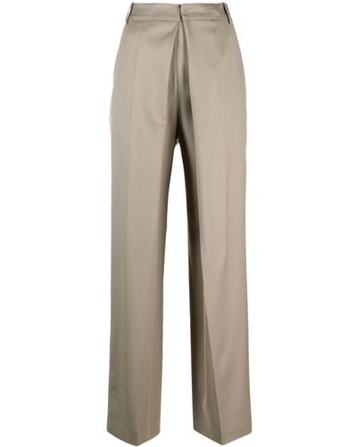 Low Classic Pleat-detail Tailored Trousers - Natural