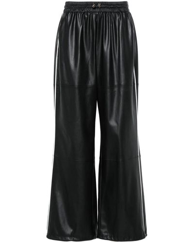 Liu Jo Perforated-logo Faux-leather Trousers - Black