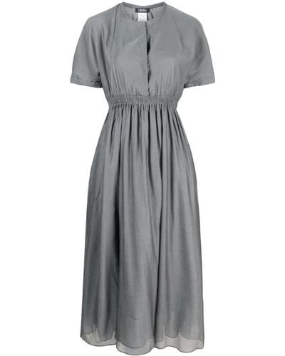 Max Mara Button-up Pleated Midi Dress - Gray