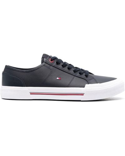 Tommy Hilfiger Logo-embroidered Low-top Leather Sneakers - White