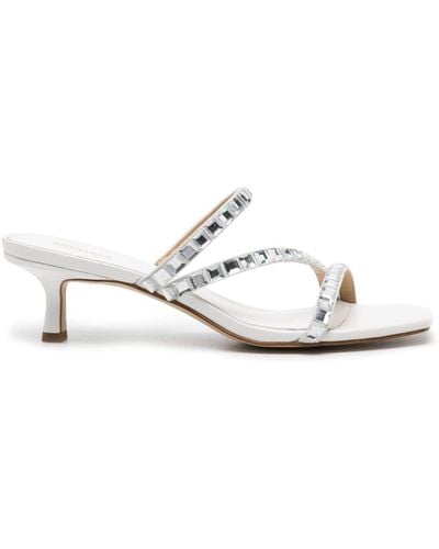 MICHAEL Michael Kors Crystal-embellished Leather Mules - White