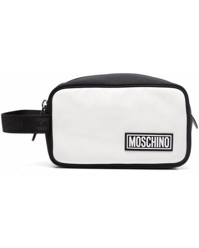 Moschino Trousse de toilette bicolore à patch logo - Noir