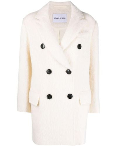 Stand Studio Esme Brushed Double-breasted Coat - Natural