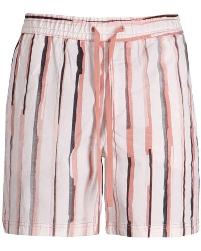 BOSS Sandrew Striped Drawstring Shorts - Red