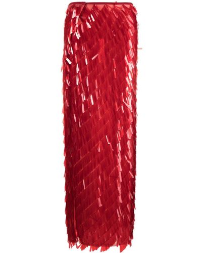 Atu Body Couture Embellished Maxi Skirt - Red