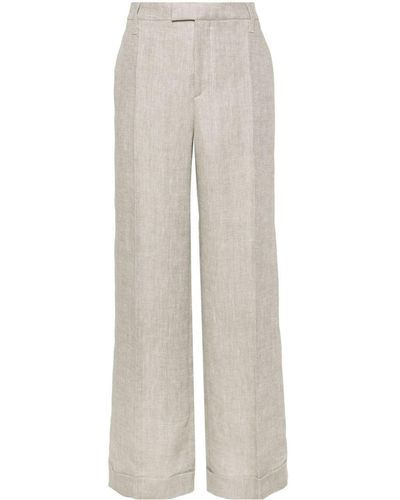 Brunello Cucinelli Pantalones de vestir de talle alto - Blanco