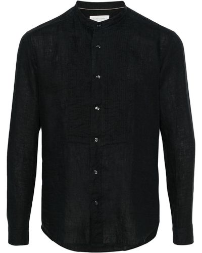 Tintoria Mattei 954 Pintuck-detail Linen Shirt - Black