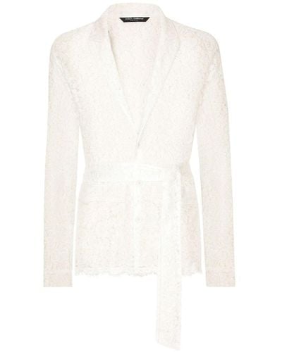 Dolce & Gabbana Short Lace Dressing Gown - White