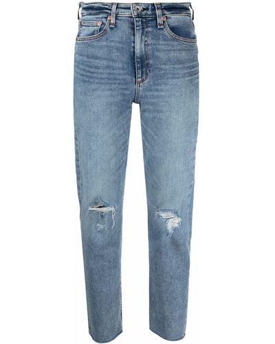 Rag & Bone Jeans con effetto vissuto crop - Blu