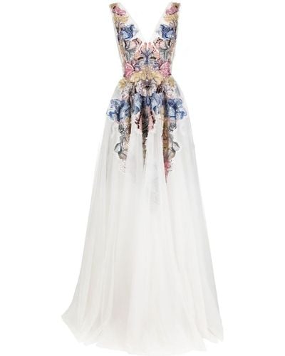 Saiid Kobeisy Bead-embellished Tulle Gown - White