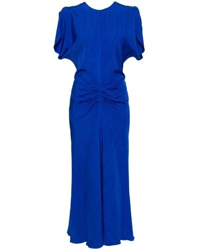 Victoria Beckham Gathered Waist Midi Dress - Blu