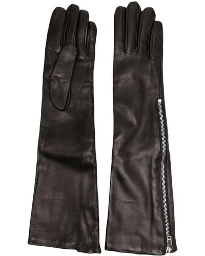 Jil Sander Gants en cuir à détail de zip - Noir