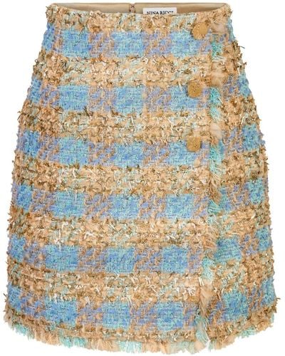 Nina Ricci Tweed Check-pattern A-line Skirt - Gray