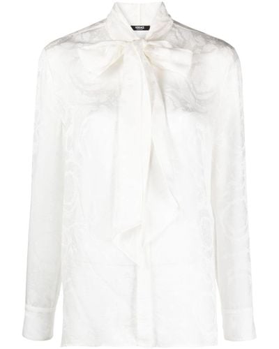 Versace Satinbluse aus Barocco-Jacquard - Weiß