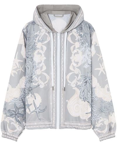 Versace Hydrangea-print Hooded Jacket - Grey