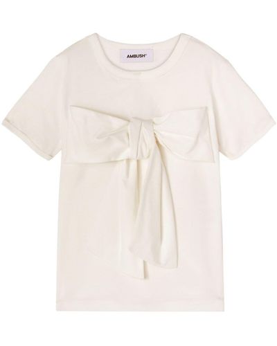 Ambush Oversized-bow Cotton T-shirt - White