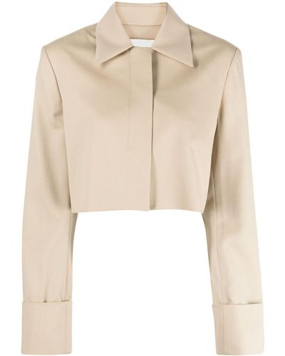 Low Classic Cropped Wool Shirt Jacket - Natural