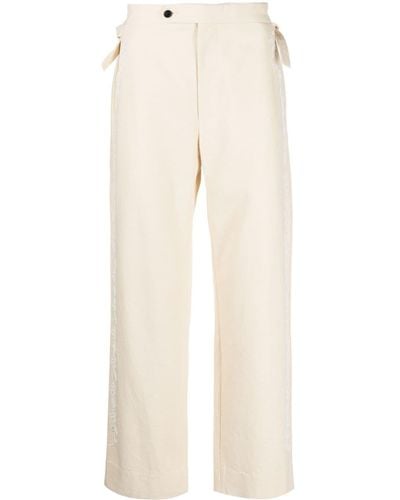 Bode Floral-embroidery Chino Pants - Natural