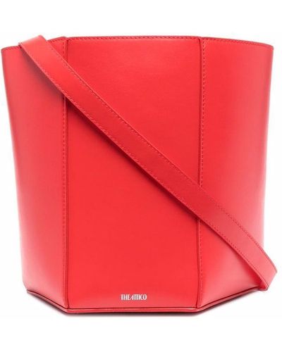 The Attico Geometric Leather Shoulder Bag - Red