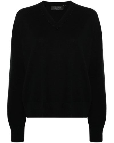Fabiana Filippi Sequin-detail V-neck Sweater - Black