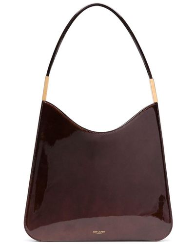 Saint Laurent Sadie Mirrored Leather Tote Bag - Brown