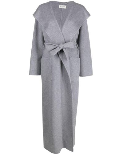 P.A.R.O.S.H. Hooded Cashmere Maxi Coat - Grey