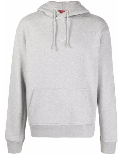 424 Logo Embroidered Hoodie - Grey